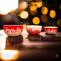 Toile Christmas Bowls, Set Of 3