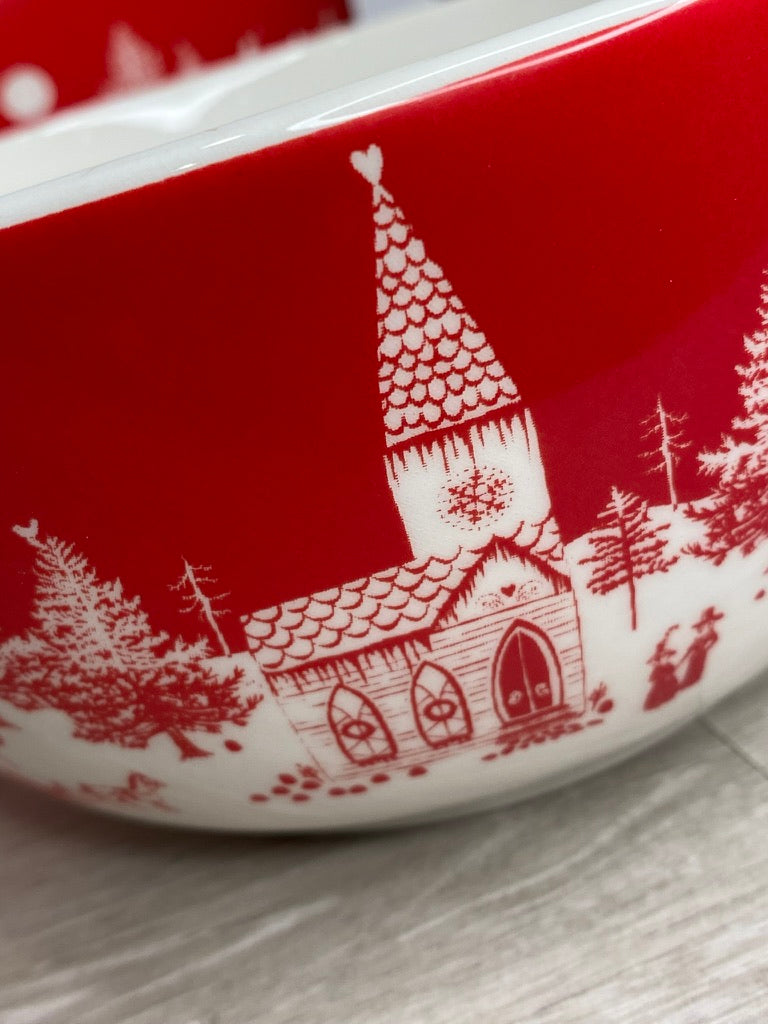 Toile Christmas Bowls, Set Of 3