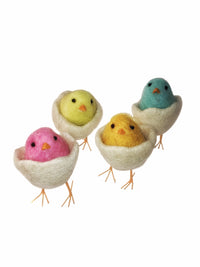 Felted Baby Chicks in Eggs (Set of 4)