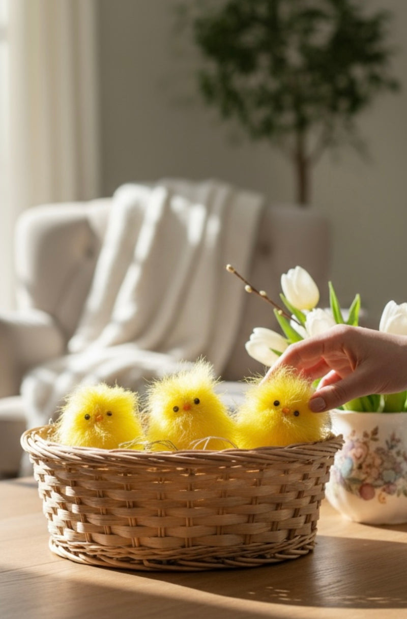 Fuzzy Chicks S/3 Easter Home Décor