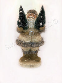 Bethany Lowe Woodland Jolly Santa With Trees Unique Christmas Tree Topper - Summit Arbor