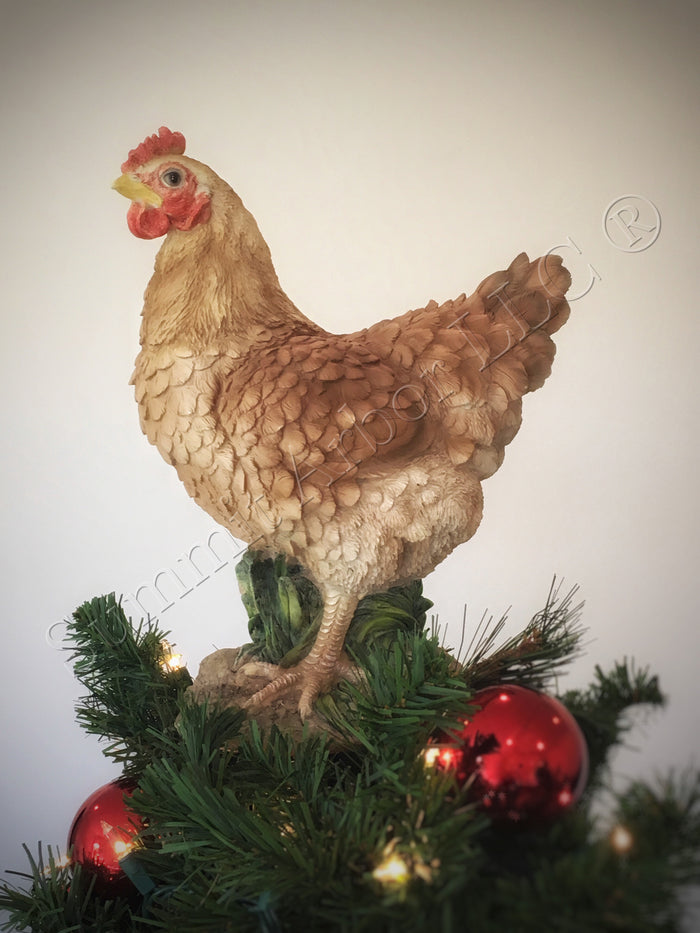 Buffed Standing Hen Unique Christmas Tree Topper - Summit Arbor